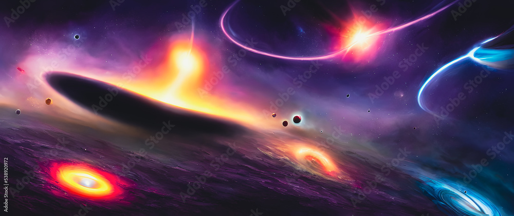 Artistic concept painting of a futuristic galaxy landscape, background illustration.