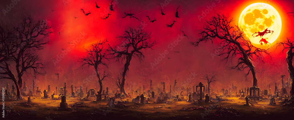 Artistic concept painting of a graveyard , background  illustration.