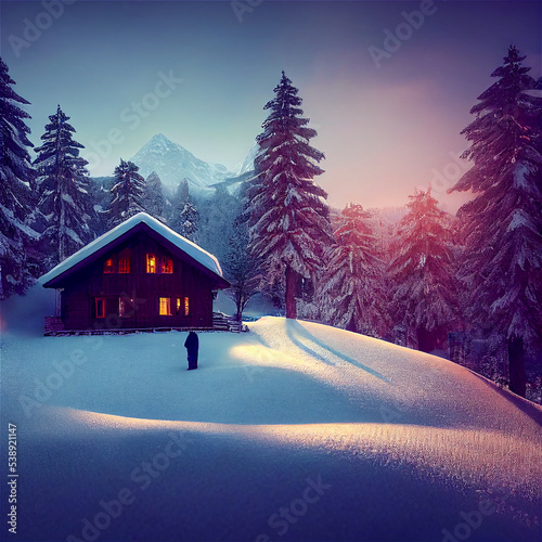 Cabin in the snow