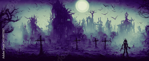 Artistic concept painting of a graveyard   background  illustration.