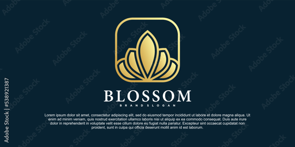 Blossom logo design inspiration with gold gradient style Premium Vektor