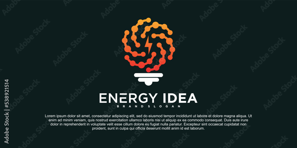 Energy logo with combined gradient circle and bulb Premium Vector Energy logo with combined gradient circle and bulb Premium Vector