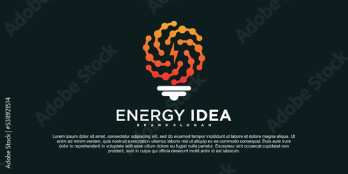 Energy logo with combined gradient circle and bulb Premium Vector