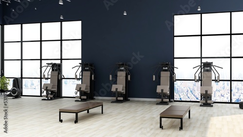 modern gym with blank wall