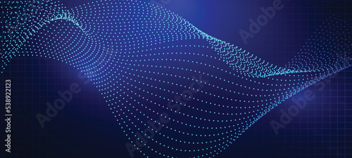 Abstract blue purple neon light colours background of points. Cyber data particles. Big data stream. Landing page Vector illustration