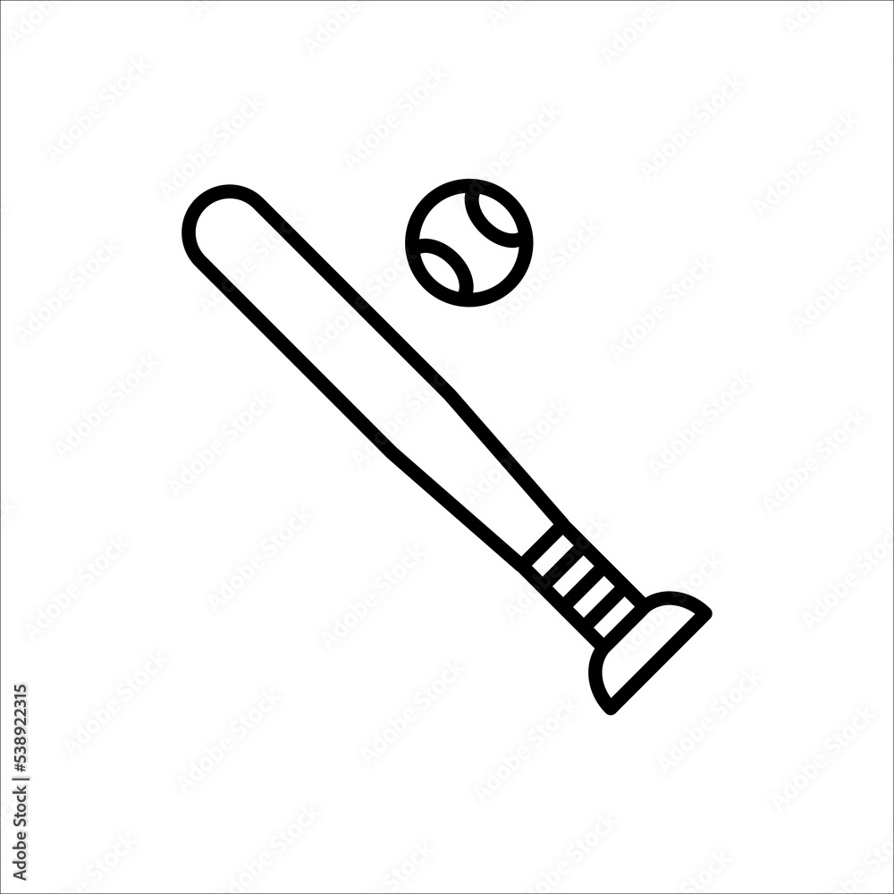 baseball ball, baseball bat vector isolated on white background. baseball ball, baseball bat vector isolated on white background.