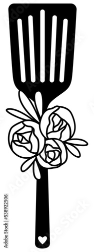 Floral kitchen utensil svg, Spatula with flowers