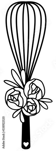 Kitchen utensil with flowers svg, Floral whisk, Baking design