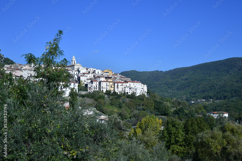 View of the Civitanova del Sannio a medieval village in the Molise region of Italy.