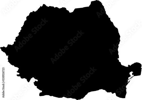 Romania Map. Romanian Black Map Country National Detailed Boundary Border Shape Nation Outline Atlas Symbol Sign Clipart Clip Art Silhouette. Transparent PNG Flattened JPG Flat JPEG