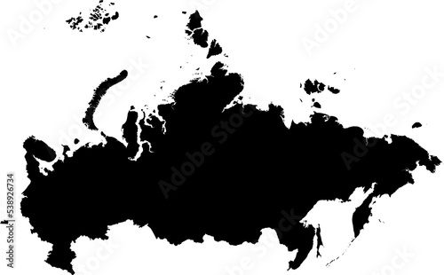 Russia Map. Russian Black Map Country National Detailed Boundary Border Shape Nation Outline Atlas Symbol Sign Clipart Clip Art Silhouette. Transparent PNG Flattened JPG Flat JPEG