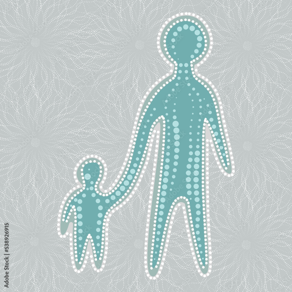 Father and son aboriginal dot artwork - Vector Father and son aboriginal dot artwork - Vector