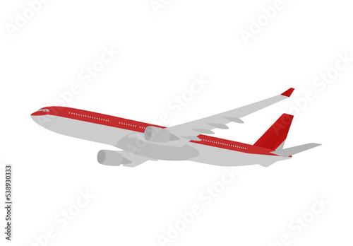 Red airplane cartoon mode in flight