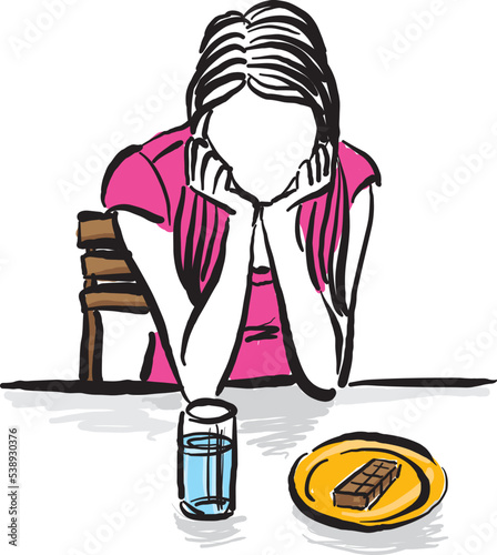 slim lady food diet issues nutrition problems vector illustration