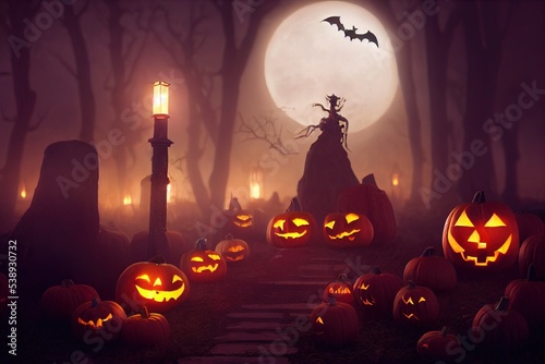 This is a 3D illustration of Halloween Origin, The Celtic Festival of Samhain. photo