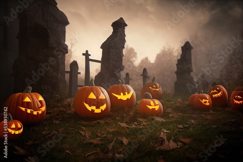 This is a 3D illustration of Halloween Origin, The Celtic Festival of Samhain. photo