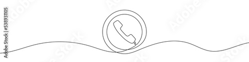 Continuous drawing of handset. One line icon of handset. One line drawing background. Vector illustration. Phone icon