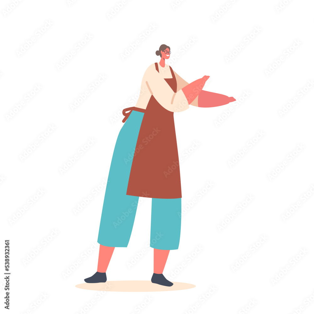 Female Character Wear Apron Isolated on White Background. Waitress, Housewife, Barista or Chief Woman Wear Uniform Female Character Wear Apron Isolated on White Background. Waitress, Housewife, Barista or Chief Woman Wear Uniform