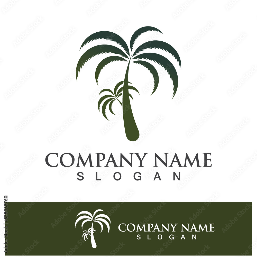 Naklejka premium Palm tree summer logo template