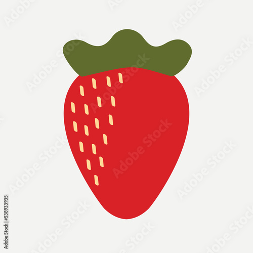 Flat strawberry image, vector isolated illustration