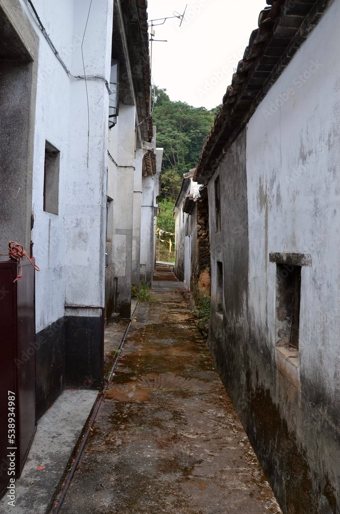 narrow street in the old town of island country