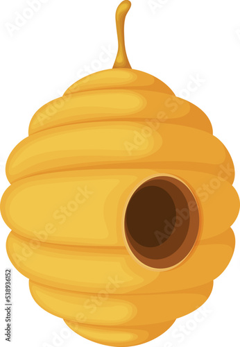 Hive. Yellow cartoon honey bee hive. A beehive. Vector illustration isolated on a white background