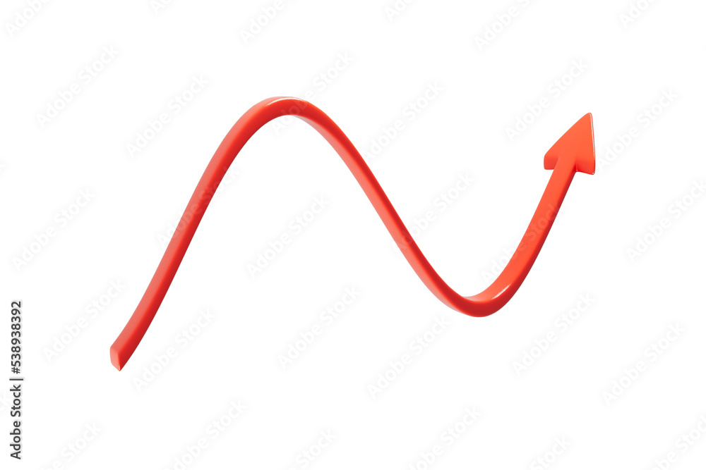 Red arrow wave graph without background 3d render. High quality PNG illustration Red arrow wave graph without background 3d render. High quality PNG illustration