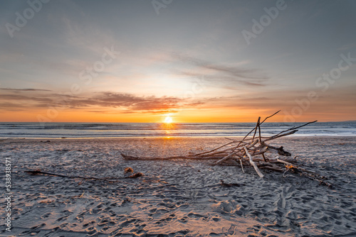 Beautiful sunrise at New Brighton Beach  Christchurch  New Zealand 