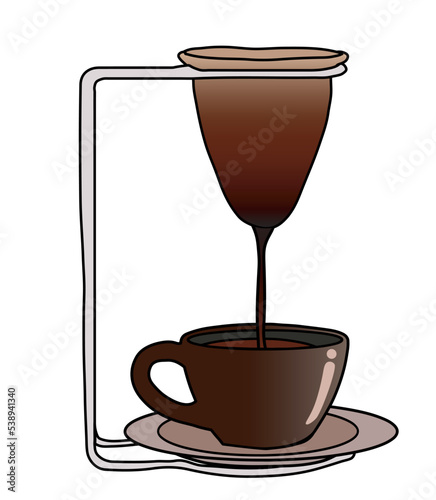 coffee percolator with cup. Vector illustration with white background.
