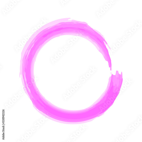 Round Watercolor frame in pink color. Round Watercolor frame on white background. Vector illustration