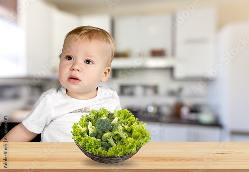 Healthy eating concept with small cute kids