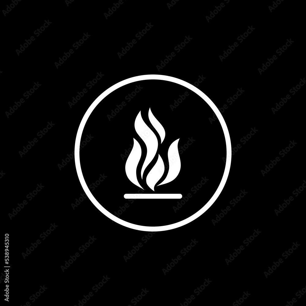 Flammable materials warning icon isolated on dark background Flammable materials warning icon isolated on dark background