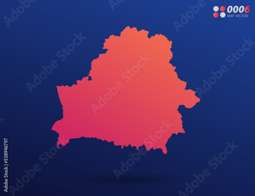 Vector bright orange gradient of Belarus map on dark background. Organized in layers for easy editing.