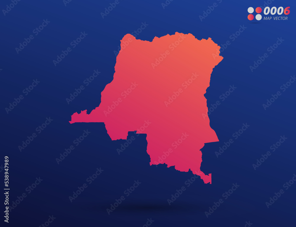 Fototapeta premium Vector bright orange gradient of Congo map on dark background. Organized in layers for easy editing.