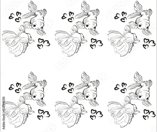Patrones de peces para textil o imprenta. Peces pareja en vectores. 