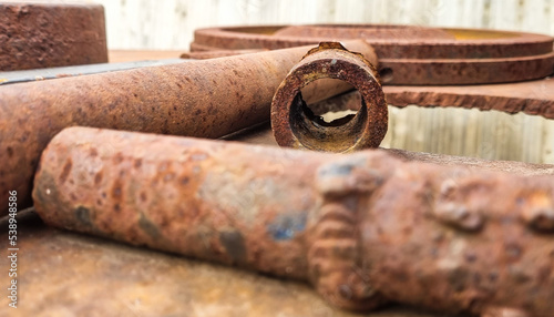Extreme close-up of rusty old pipes