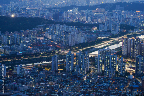 Photography the night view of the city