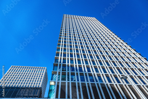 Skyscraper building against the blue sky