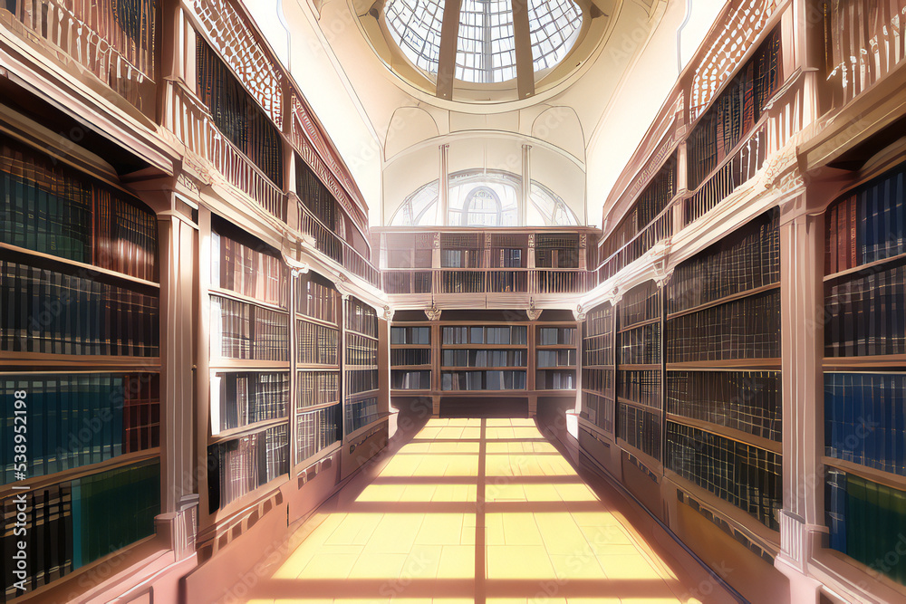 Large Gothic Library Interior