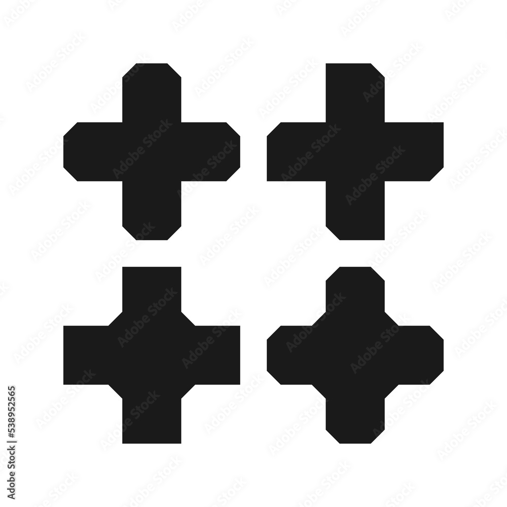 Swiss Cross Chamfered Corner Shape Icons