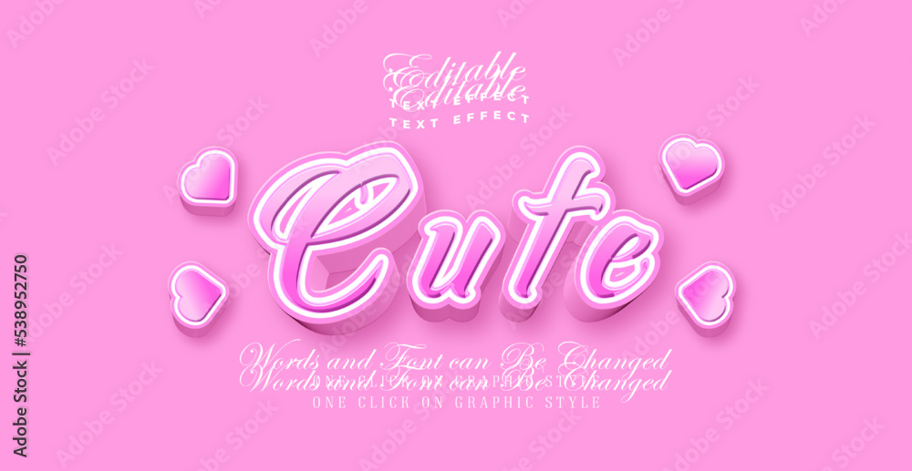 sute editable text effect with 3D illustration
