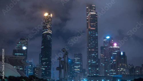 Wallpaper Mural Timelapse of Guangzhou city at night. Skyscrapers, office buildings, business area. Accelerated time, hyperlapse Torontodigital.ca