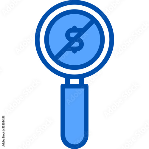 No hidden fee blue outline icon
