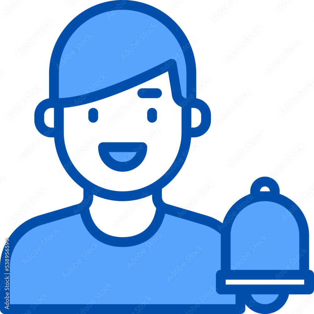 Fototapeta premium Bell blue outline icon