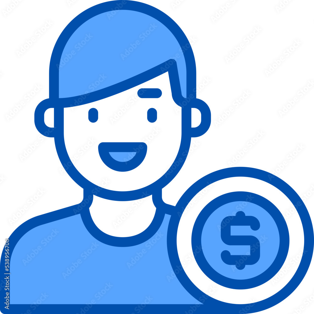 Money blue outline icon