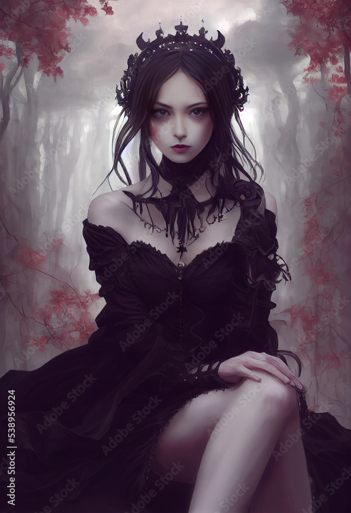 Portrait of a beautiful girl with a gothic style Stock