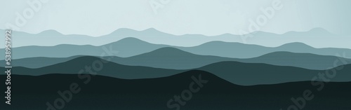 creative panoramic picture of hills in the clouds digital art texture or background illustration