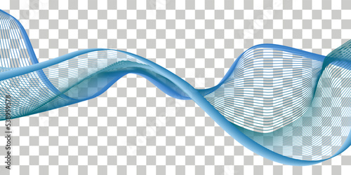 Teal blue swirl wave, abstract swoosh, flowing sea wate, flying air wind veil design. Dynamic movement , transparent curtain border. Vector illustration