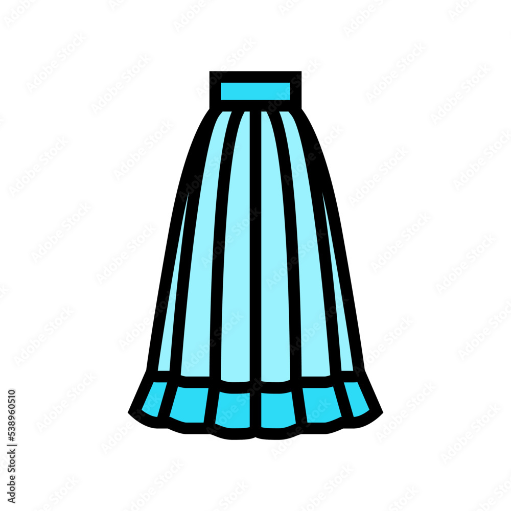 high waisted skirt color icon vector. high waisted skirt sign. isolated symbol illustration