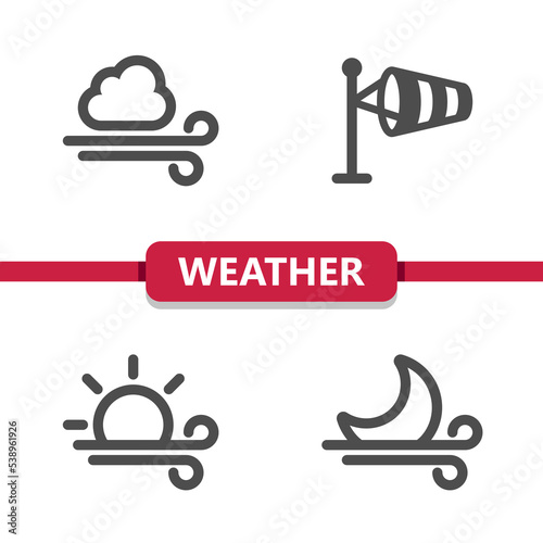 Weather Icons - Wind, Windy, Windsock, Cloud, Sun, Moon, Day, Night